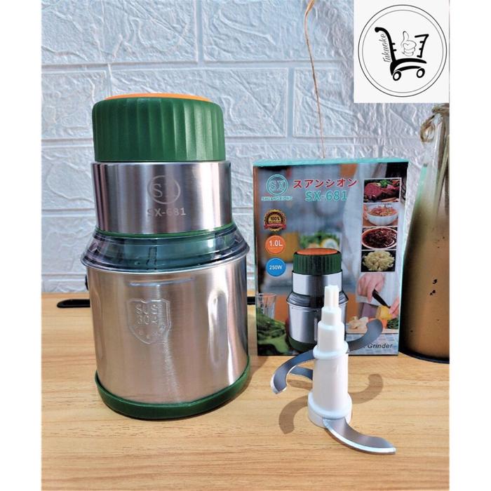 Blender Daging Chopper Stainlees 1Liter 681 Chopper Serbaguna Stainless Steel Stenlis Bleander Logam