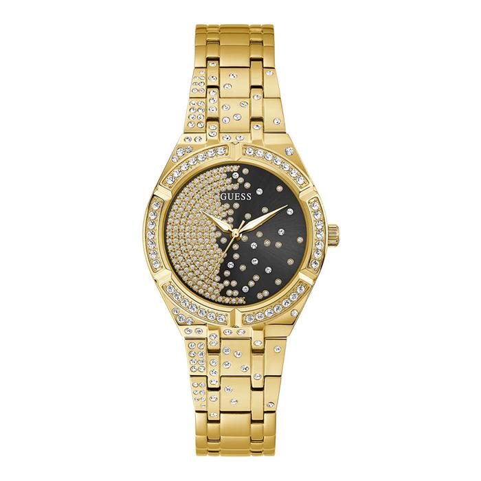 Jam Tangan Wanita Guess Starlet GW0312L2 Ladies Black Crystals Dial Gold Stainless Steel Strap