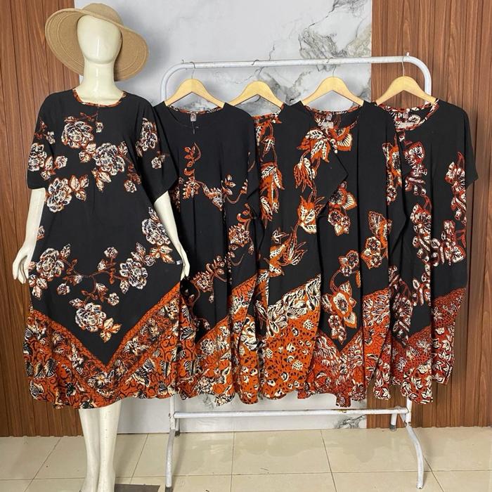Daster Lowo Ekslusif Dark Batik Cap Busui Lebar Dada 140 Panjang Baju 118 dengan Pilihan Warna Ceria