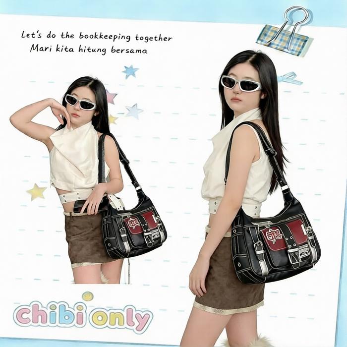 vintage leather y2k crossbody shoulder bag/tas bahu crossbody y2k kulit antik/y2k Slingbag Retro Sho