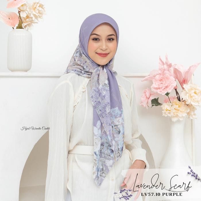 New Hijabwanitacantik - Segiempat Lavender Scarf LV57.10 Purple | Hijab Segi Empat Motif Jilbab Voal
