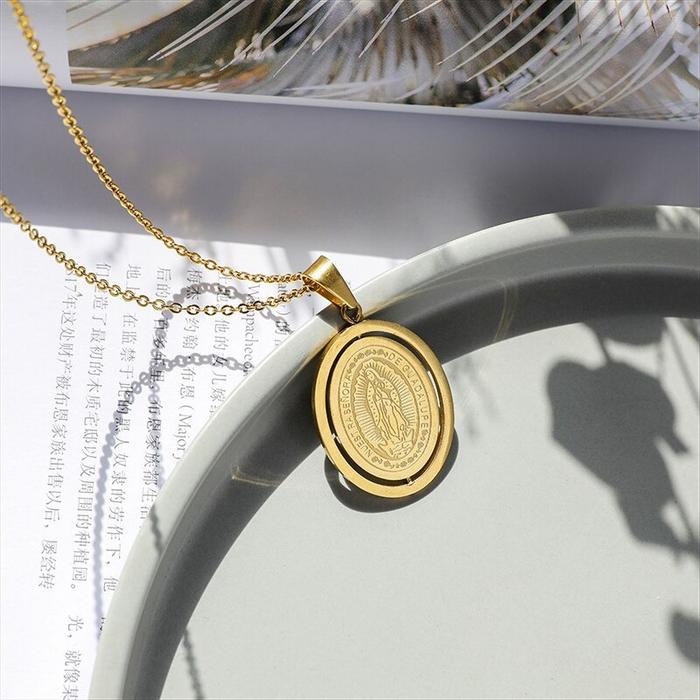 ALPHA OMEGA - Kalung Bunda Maria Guadalupe Oval Cantik Titanium