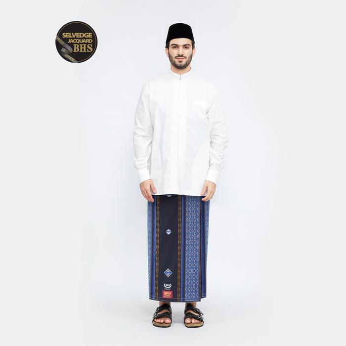 ASLI Sarung BHS Excnt Gold Motif E52 SGA Hitam Biru 02 READY STOCK