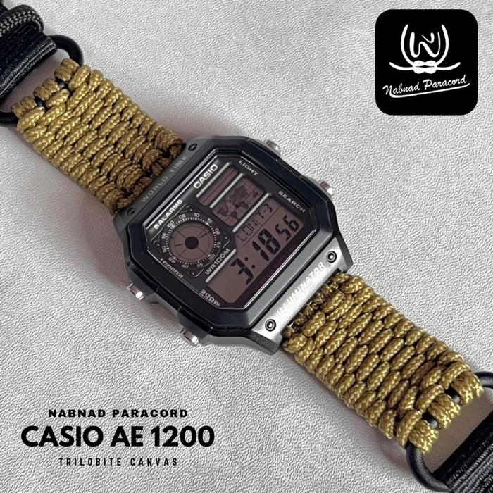 Nabnad Paracord Tali Strap Jam Tangan Paracord Watch Band Custom 18mm untuk AE 1200 WH Bahan 2mm Leb