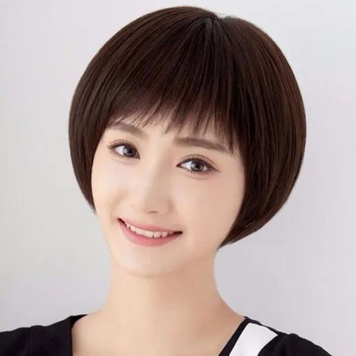Age Reducing Wave Head Wig Female Full Head Cover Short Hair Middle Age and Old Age Mother Real Hair