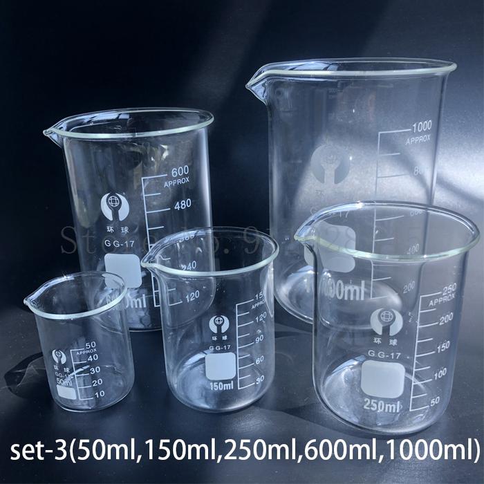 Set 1-4 Gelas Gelas Laboratorium Gelas Ukur Tahan Suhu Tinggi Semua