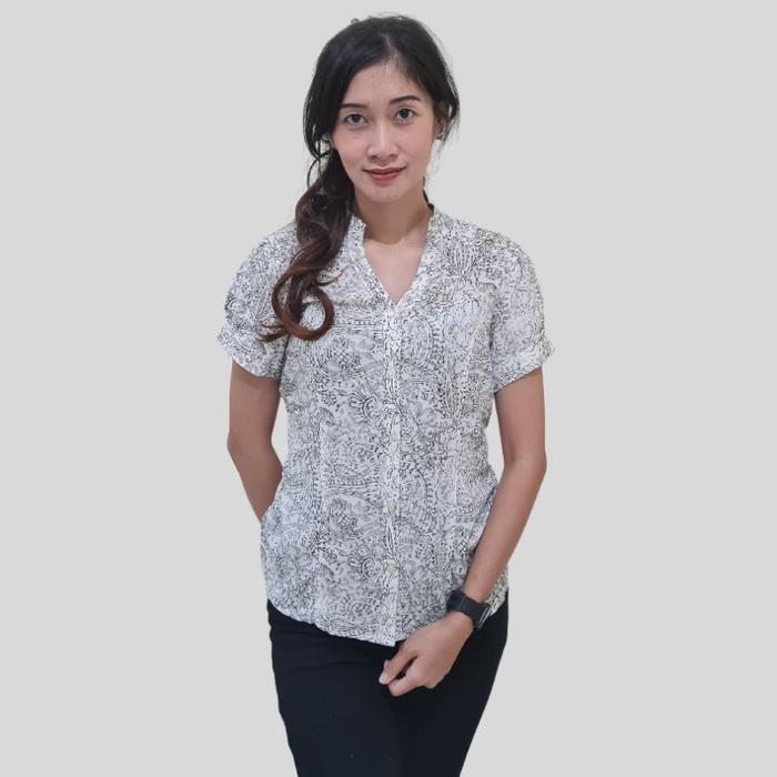 CATO - Blouse Motif Batik Branded - kaos wanita kerah shanghai