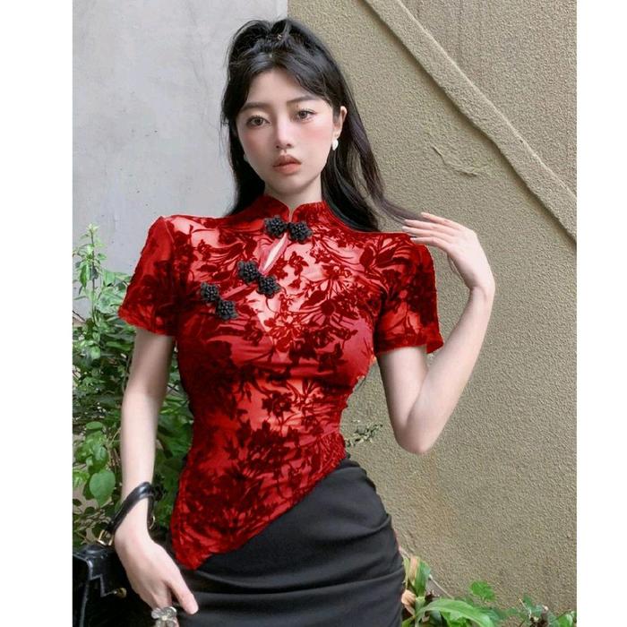 M02D85# CNY Asymmetric Cheongsam Top