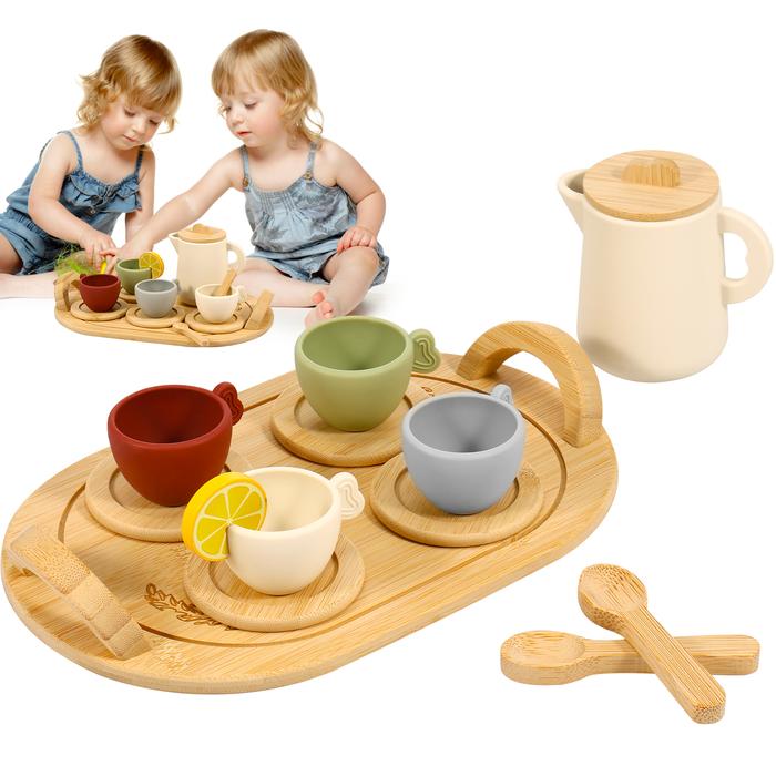 14Pcs Toy Tea Set for Kids Simulation Afternoon Tea Kit Creative Role