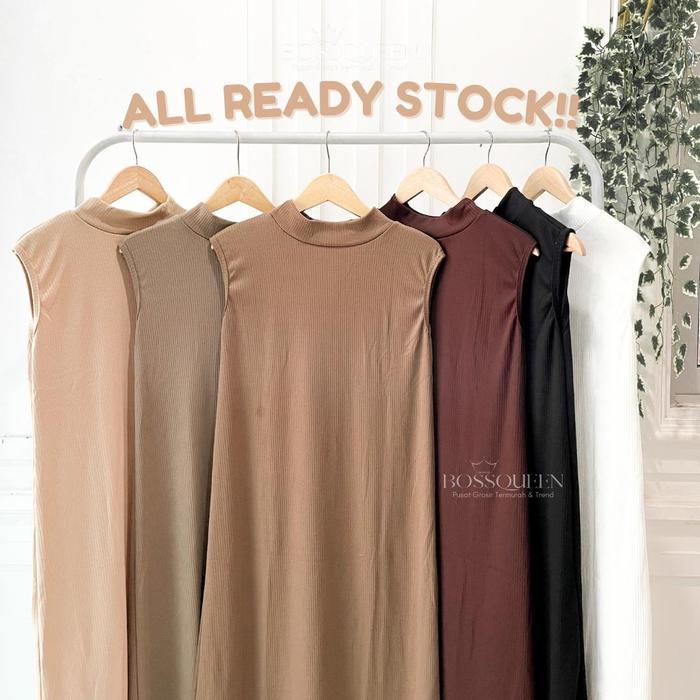 Inner Dress Knit Wanita - Dalaman Wanita Rajut Span - Dress Turtleneck Rajut Muslim Panjang Gamis At