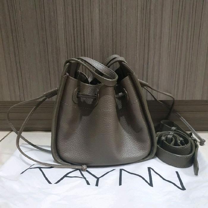 PL) Kaynn Mini Jani leather Bag taupe grey