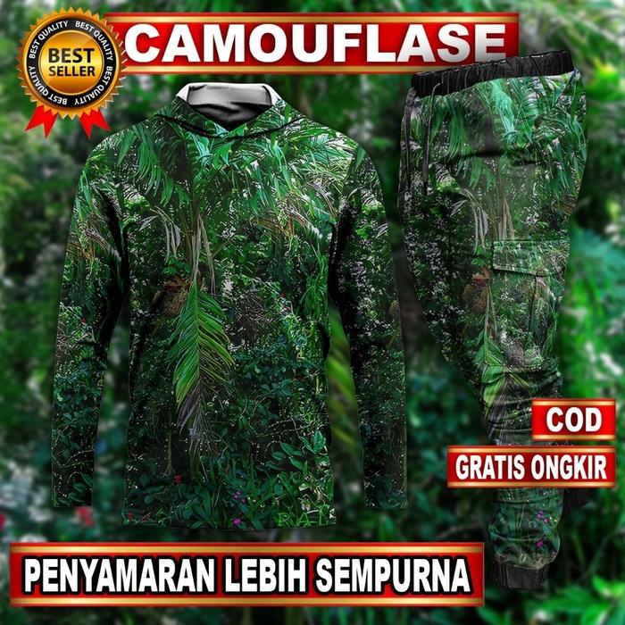 Setelan Baju Camo Hunting Berburu Full Set | Baju Camo Hunting | Baju Camo Motif Sawit | Pakaian Ber