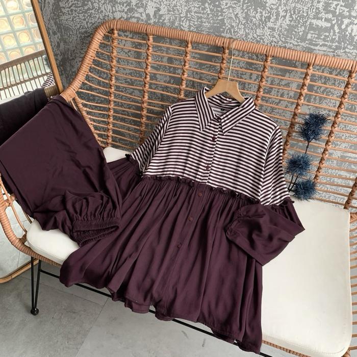 ZELA STRIPE RAYON ONE SET.