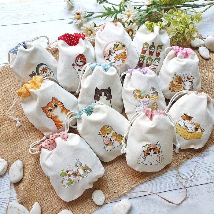 Pouch Serut Blacu Mini Dompet Kantong Kain Kecil Mofusand Fuku Fuku Naynko Miffy Bunny Rabbit Kelinc
