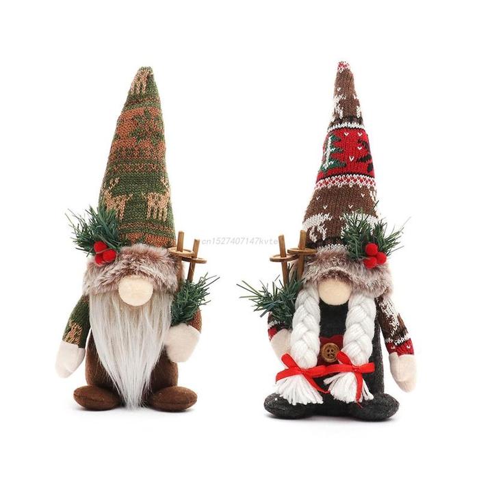 Christmas Gnome Village Knitted Hat Plush Beard Cute for Doll Elf
