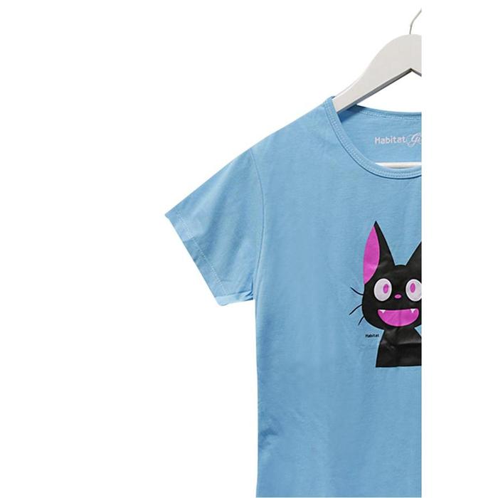 TERBAIK Habitat Girl - Black Cat T-Shirt - Kaos Katun Cream Sablon Rubber