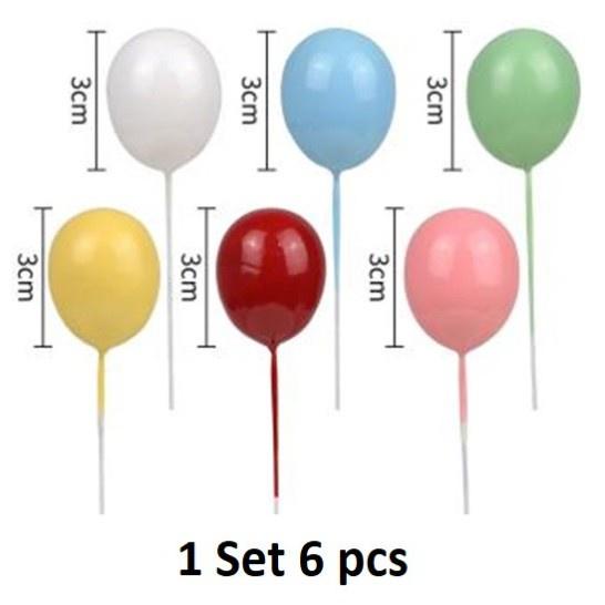 Cake Topper Balon Tusuk KAWAT Toper Hiasan Kue Balon Ulang Tahun 6pcs