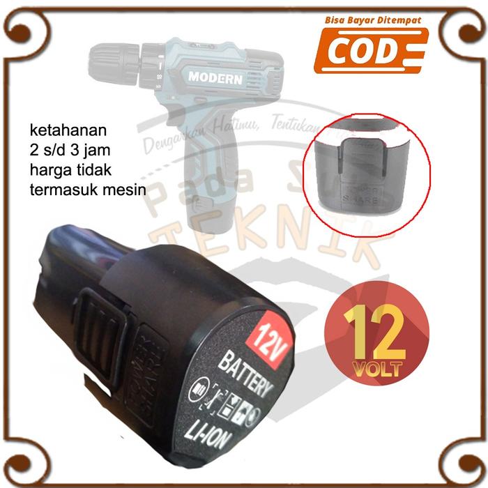 MESIN BOR MODERN M-12V batre cadangan baterai battery li-on lithium 12 volt