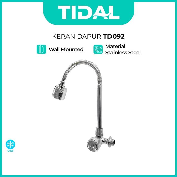 Kran Air Cuci Piring Tembok Dapur Stainless Tidal TD092