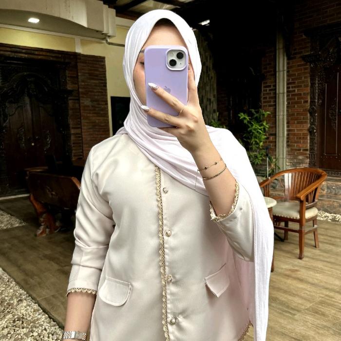 Kalief04 - Blouse Renda semiwol Premium Outer Semi blazer Korean style Atasan Wanita Jumbo Kekinian 