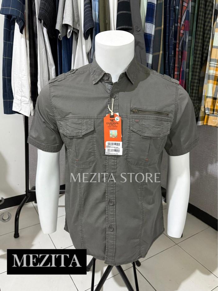 Kemeja Safari Pria Cardinal Casual 04 Abu-abu