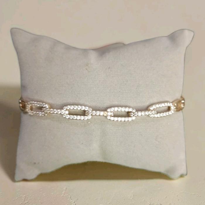 Gelang rantai titanium bermata putih