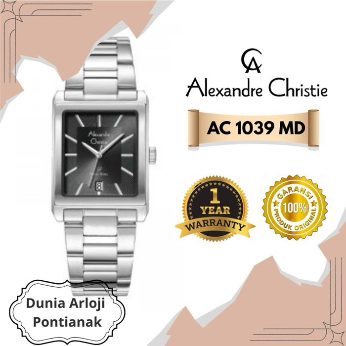 [dunia arloji pontianak] ac 1039 jam tangan petak mewah alexandre christie mewah Pria Quartz Stainle