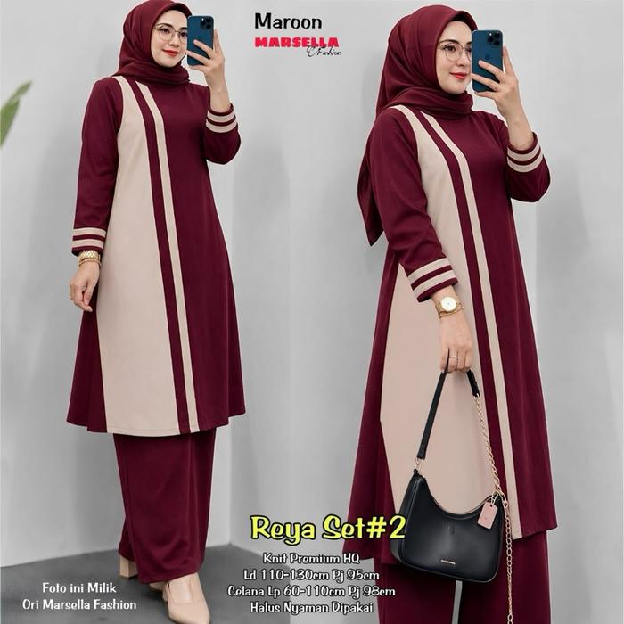 Setelan Tunik Wanita Polos | Reya Set Marsella | Fashion Baju Muslim