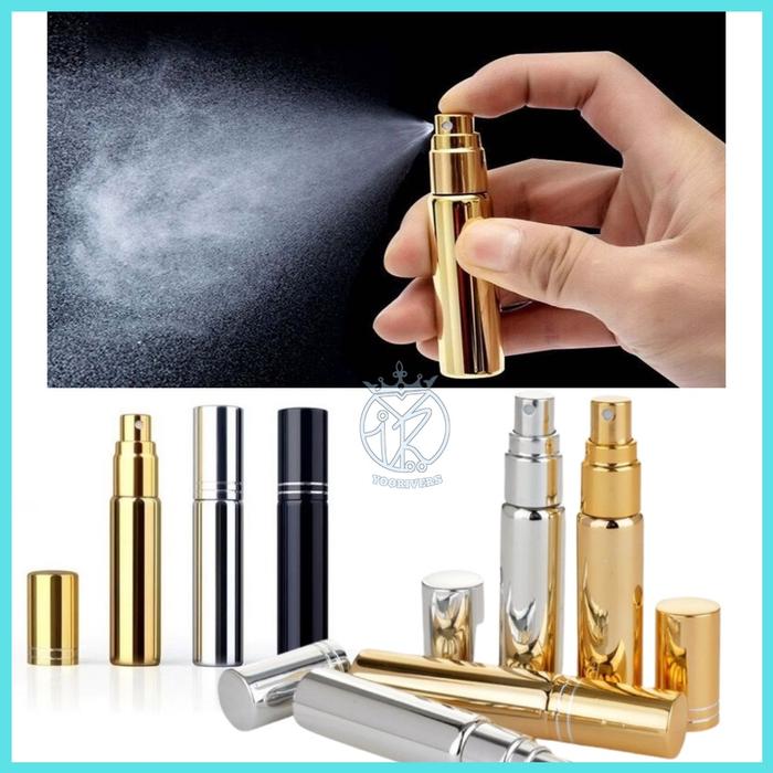 Botol Parfum Refill Spray Mini 10ML Parfum Metalic Wadah Pewangi - Parfum Glass Coated Sprayer Botol