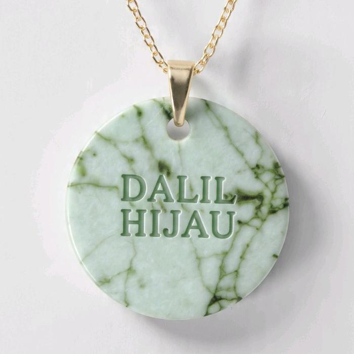Kalung Liotin Tulisan Dalil.hijau dengan Desain Elegan Marbol Kualitas Tinggi Serbaguna untuk Berbag