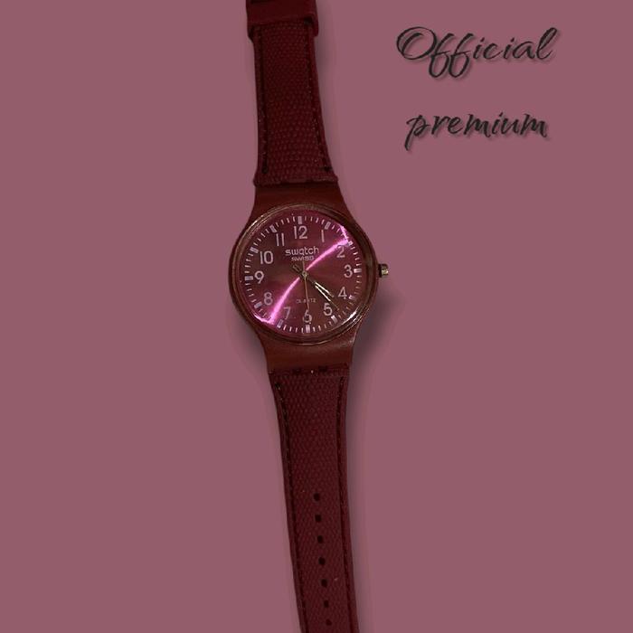 jam tangan wanita merah Maroon tali karet