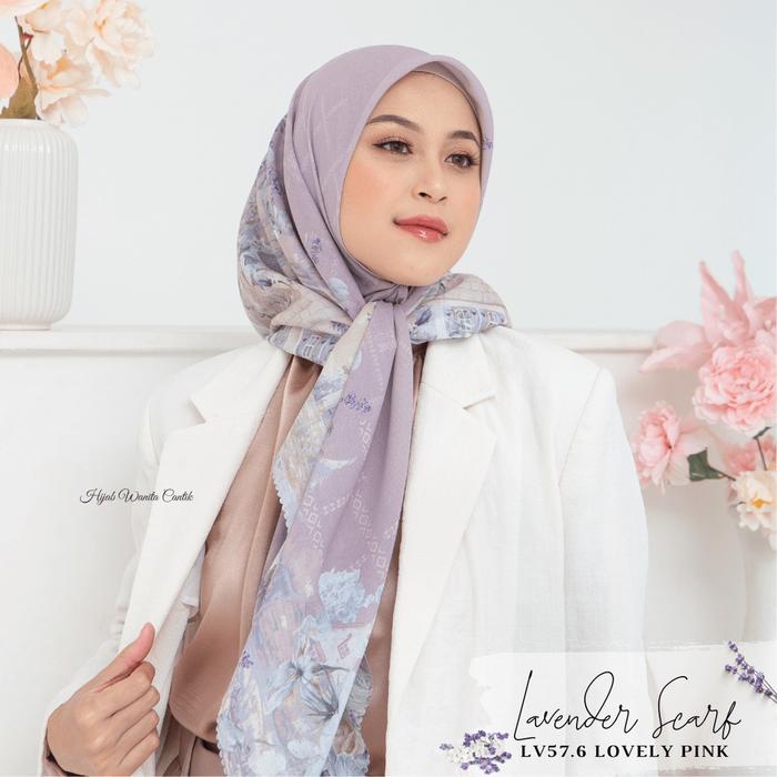 New Hijabwanitacantik - Segiempat Lavender Scarf LV57.6 Lovely Pink | Hijab Segi Empat Motif Jilbab 