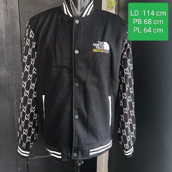 Jaket varsity jacket TNF hitam size 2XL