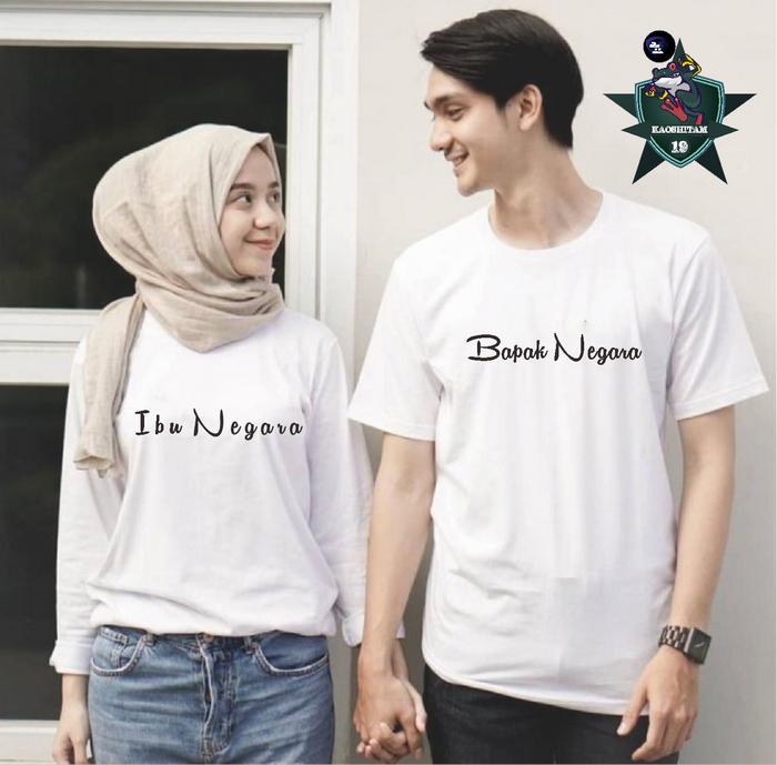 Baju Couple Bapak Negara Ibu Negara Kaos Pasangan Pria Wanita Lengan Pendek Panjang Premium Tebaldan