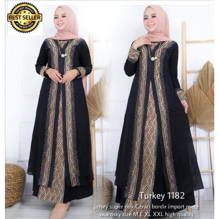 Gamis Abaya Turkey / Gamis Abaya arab model erbaru 2020 - Hitam, M