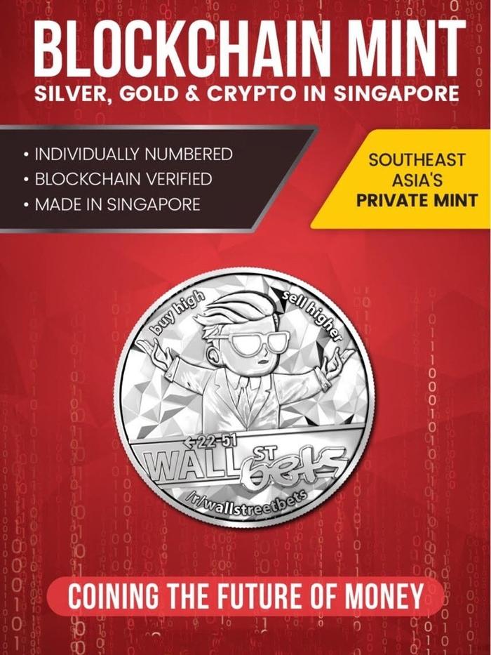 Wallstreetbets Silver Round - Fine Silver 1 oz - Koleksi perak