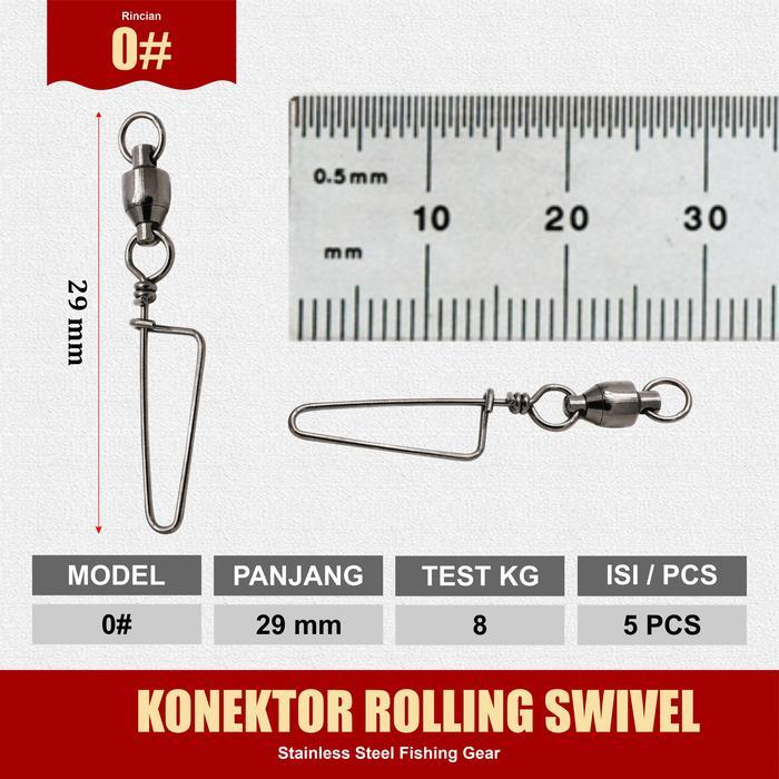 Kaptenfishing Konektor Pancing Kili-kili Pancing Rolling Swivel Bahan Stainless Steel Gear ZXBZ - ZX