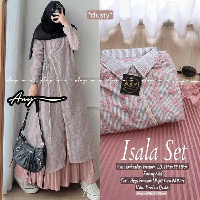 PREMIUM (READY) terjamin Fuji ajeng isala set tunik tanpa inner kutu baru bunga floral rok plisket t