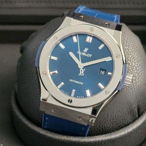 jam tangan hublot classic fussion 42 blue dial brand Elegan