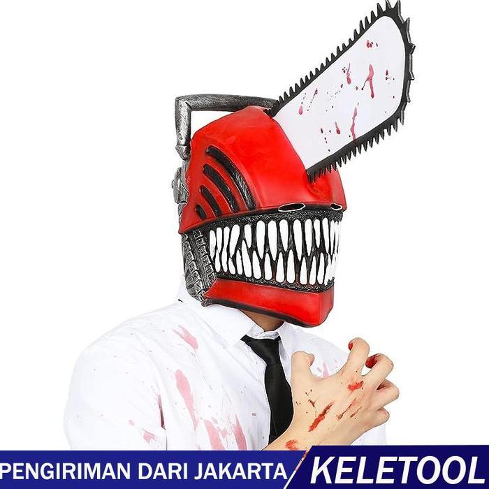 ORIGINAL Helm chainsaw man topeng manusia gergaji halloween kostum props chainsaw man denji mask cos