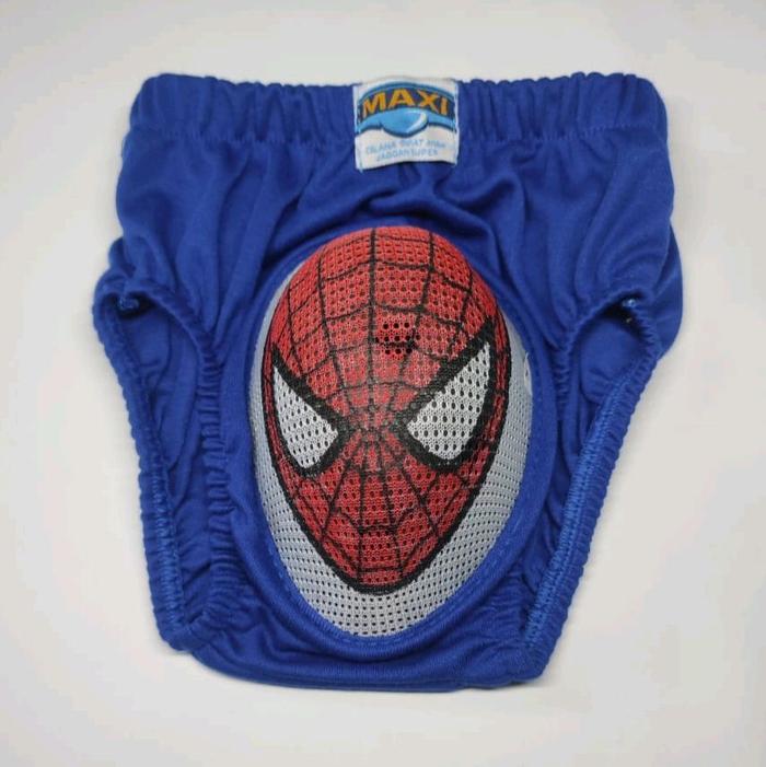 MAXI Celana Sunat Anak Laki-Laki Premium Biru Motif Spiderman Bahan Katun Nyaman dengan Batok 9 Luba