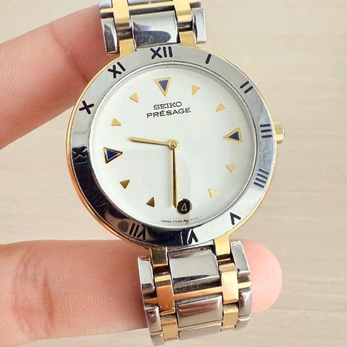 Jam Tangan Seiko Presage Cewek Elegan - Kombinasi Emas & Silver - Roman Index