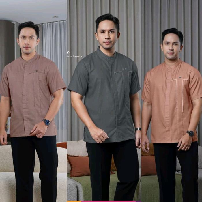 Nibras Koko Sarimbit Nara Abu Tua Grey Coklat Rose Taupe Merah Bata Terracotta Baju Muslim Kemeja At