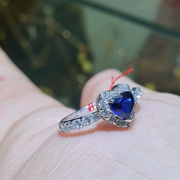 cincin love batu biru emas 750
