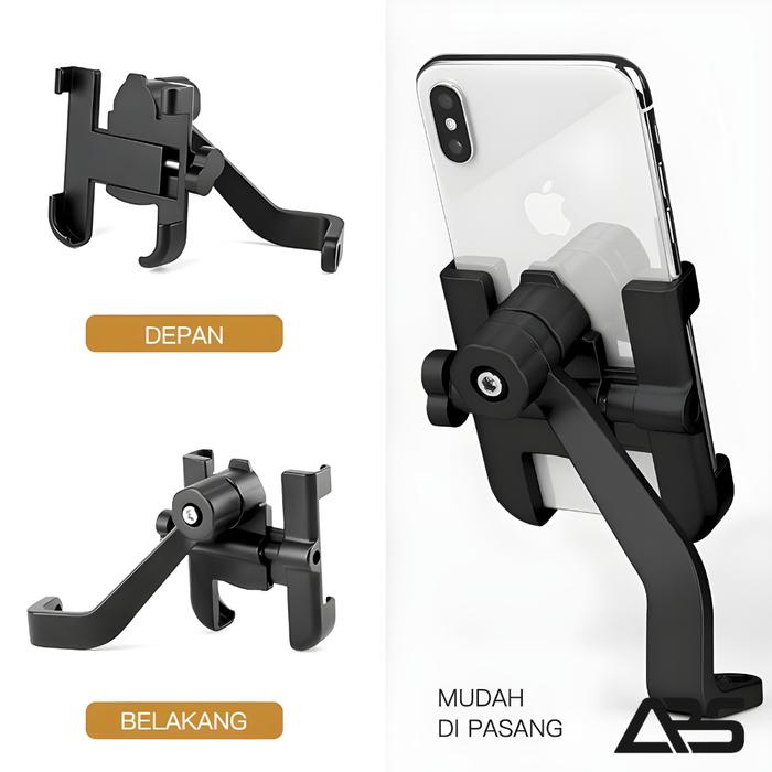 ABS - HM20 Holder HP Besi Holder Spion Anti Goyang Holder Stang Motor Anti Slip Kuat Anti Maling Ant