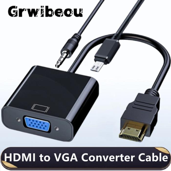 HDMI to VGA Converter HD 1080P HDMI Male to VGA Female Adapter With 3.5mm Jack Audio Cable for PS4 P