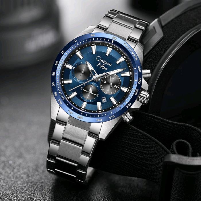 Premium Jam Tangan 8891 Rantai Stainless steel Cristiano Aillen Original