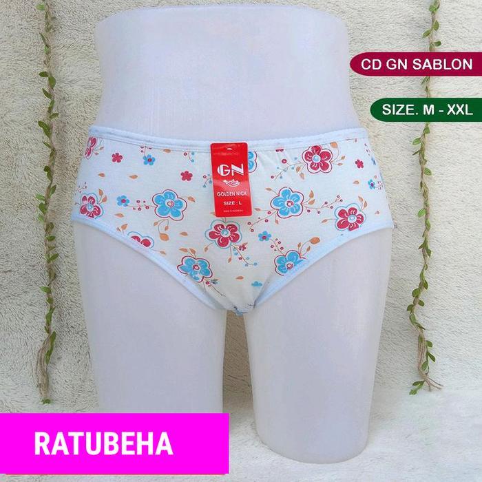 (1 Lusin) Cd Wanita Golden Nick Motif Bunga 937 - Cd Jumbo Xxl - Celana Dalam Wanita - Ratupakaianda