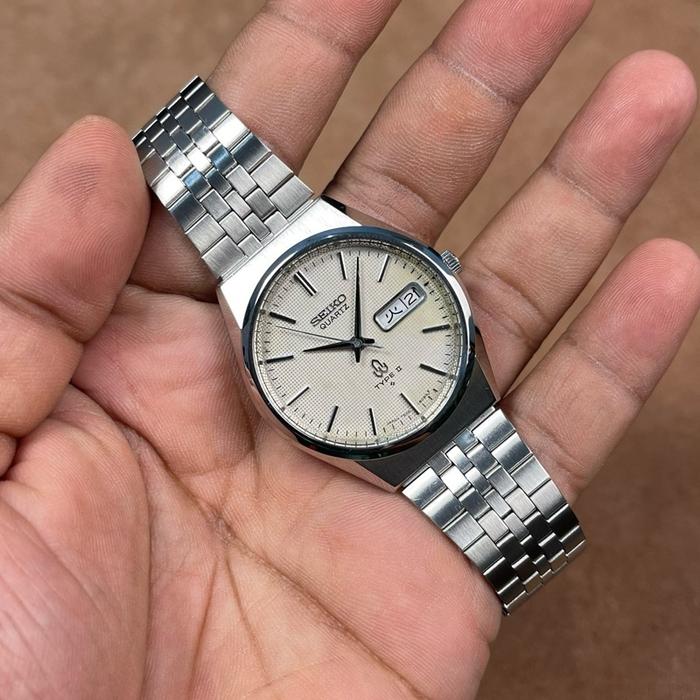 JAM TANGAN PRIA SEIKO QUARTZ TYPE II 7546 8070 WAFFLE DIAL JAPAN RARE