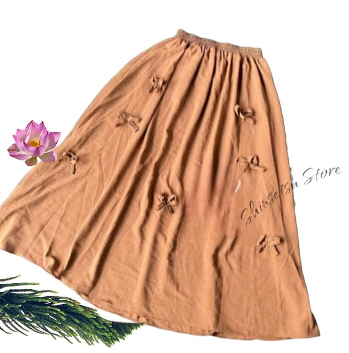 Rok Pita Kekinian Model Turtleneck Korea, Bahan Katun, Warna Polos - Wanita, Linen Panjang Dewasa Se